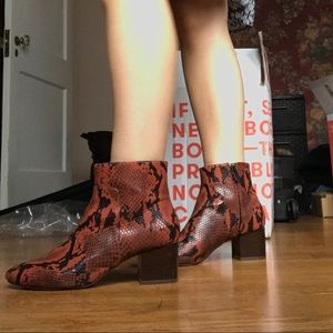 Mango Booties, faux snake skin